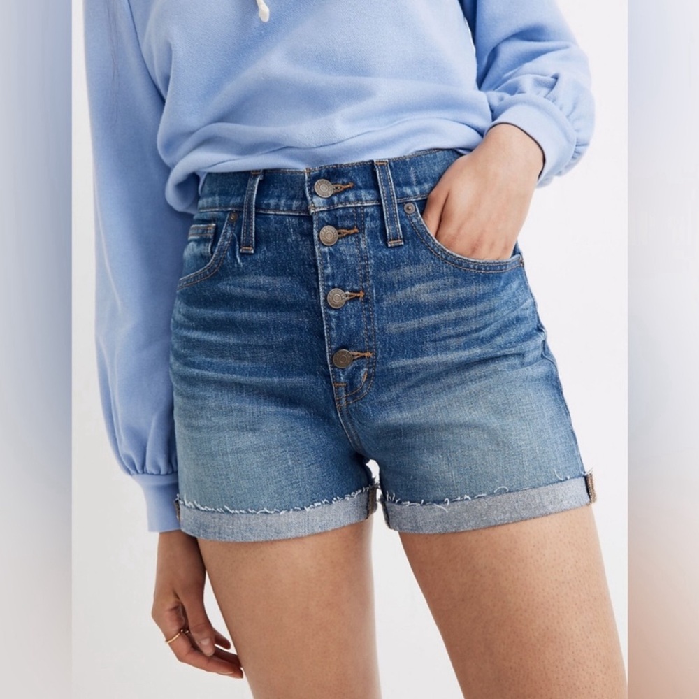 Madewell High-Rise Denim Shorts Button-Front Edition